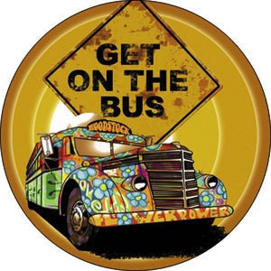 WOODSTOCK Bus Pinback Button Badge - Guitar Peace Music Festival - Round 1.25" Button Craft Supply