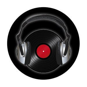 Vinyl Record with Headphones Pinback Button Badge - DJ Music Turntable Vinyl Round 1.25" Button Craft Supply