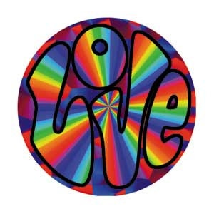 LOVE Psychedelic Pinback Button Badge - Hippie Hippy Retro Summer Peace and Love Round 1.25" Button Craft Supply