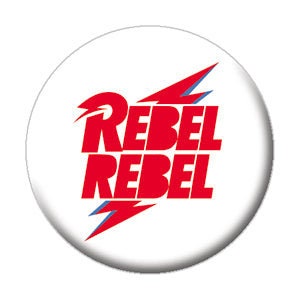 DAVID BOWIE Rebel Rebel Bolt Pinback Button Badge - Musician Rock Music Lightning Bolt Flash Logo - Round 1.25" Button Craft Supply