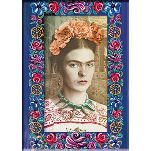 FRIDA KAHLO Flower Frame Magnet - 2.5x3.5 Inch - Magnet for Refrigerators and Lockers