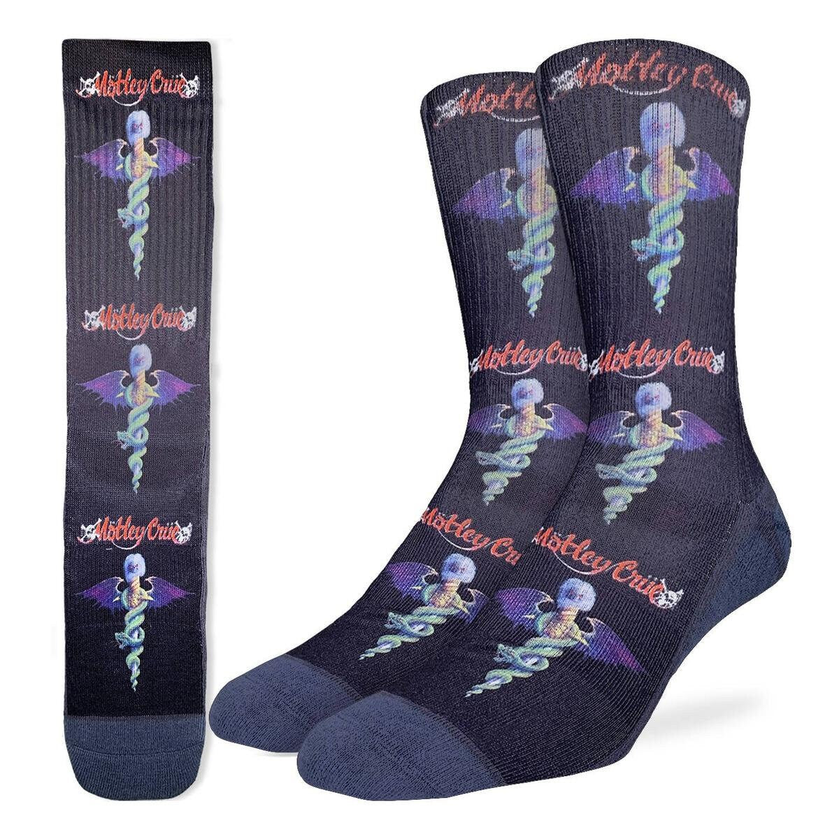 MOTLEY CRUE Dr. Feelgood Crew Socks - Officially Licensed Rock Band Music Novelty Socks - Men's Adult 8-12 Unisex - For Craft Costume Supply