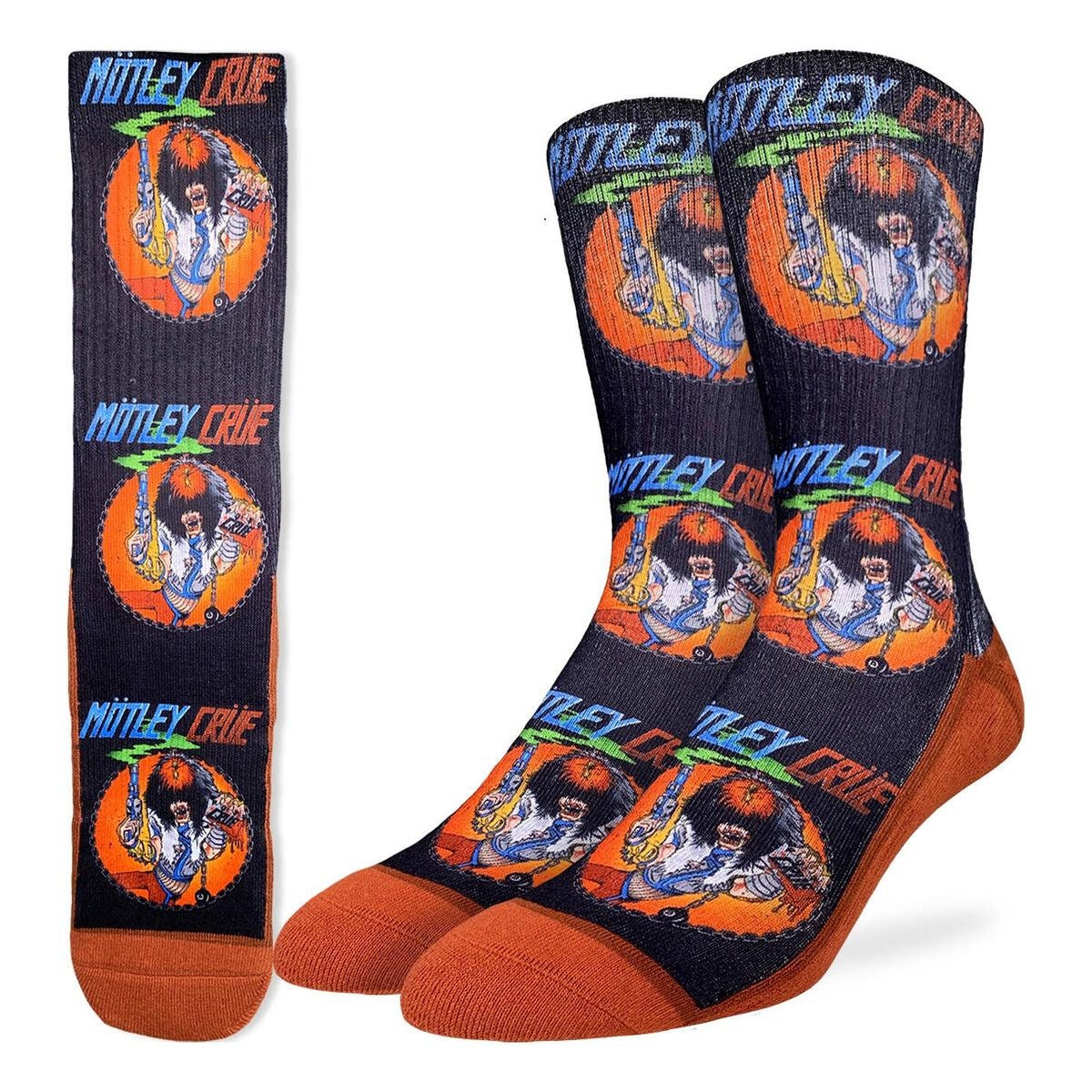 MOTLEY CRUE Allister Fiend Crew Socks - Officially Licensed Rock Band Music Novelty Socks - Men's Adult 8-12 Unisex - Craft Costume Supply