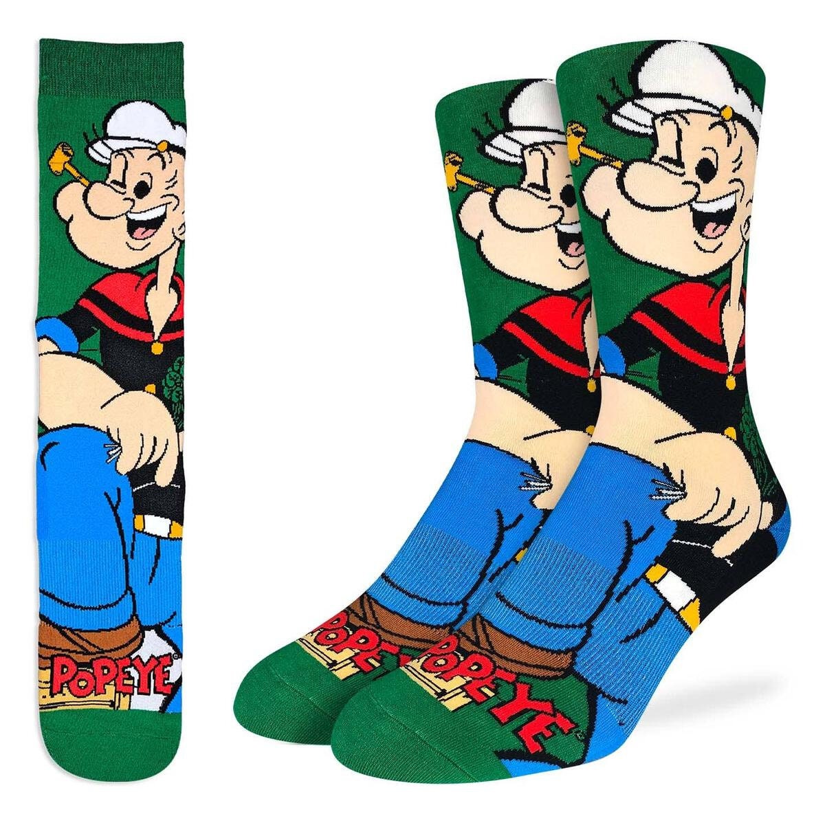 POPEYE Kneeling Crew Socks - Cartoon Officially Licensed Novelty Socks - Men's Adult 8-12 Unisex - For Craft Costume Supply