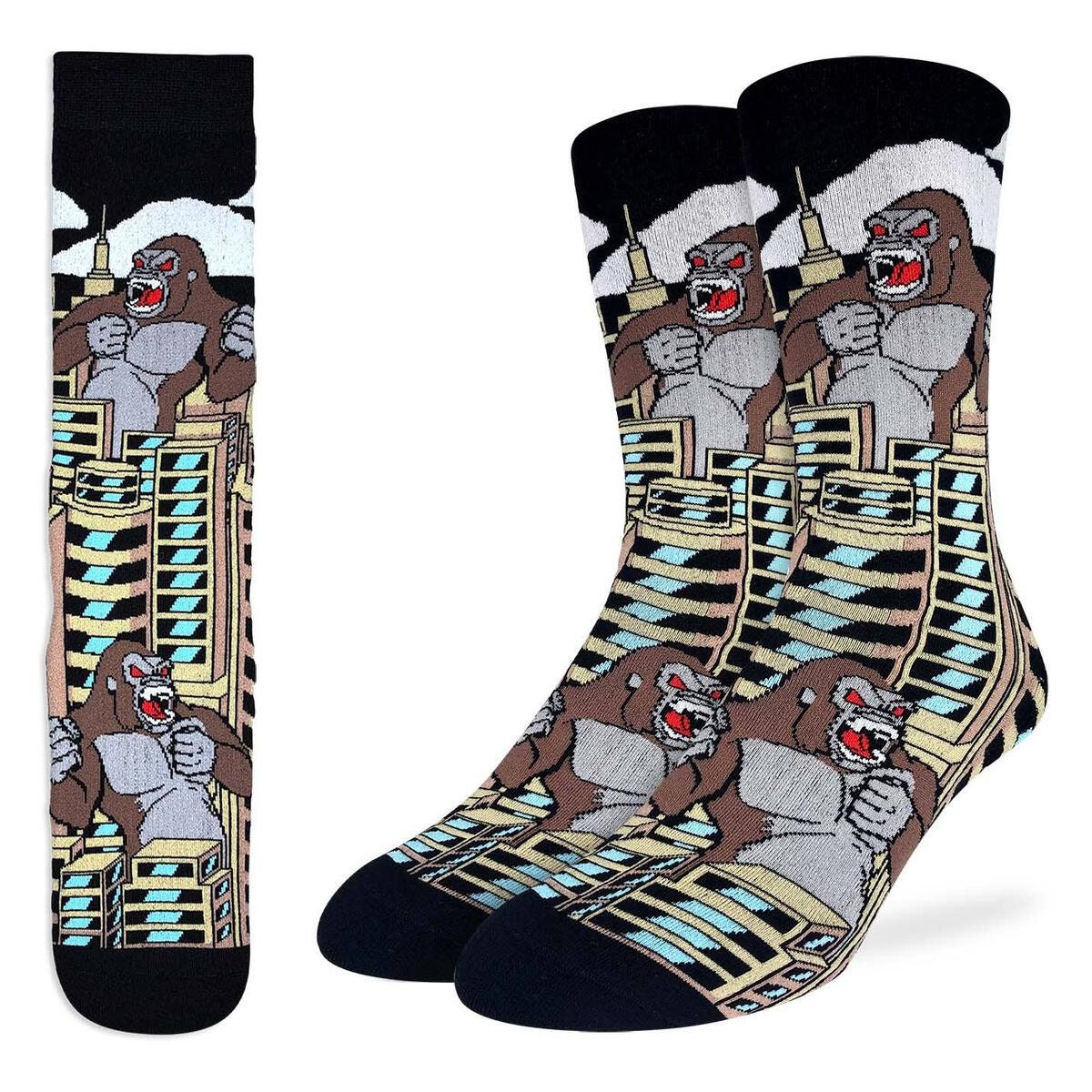 KING KONG Crew Socks - Novelty Active Fit Socks - Men's Adult 8-12 Unisex - For Craft Costume Supply