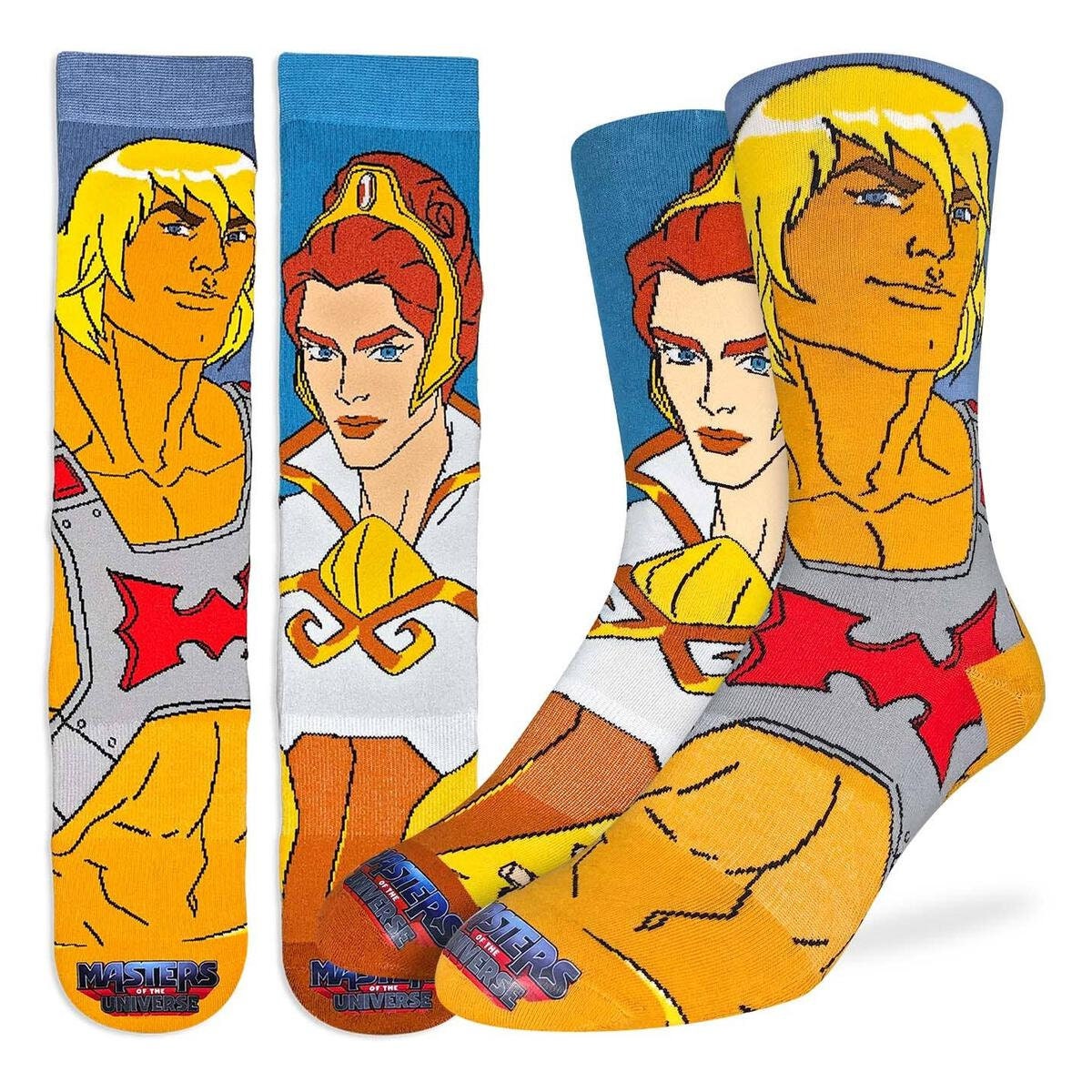 Masters of the Universe MOTU He-Man and Teela Crew Socks - Officially Licensed Novelty Socks - Men's Adult 8-12 Unisex - Costume Supply