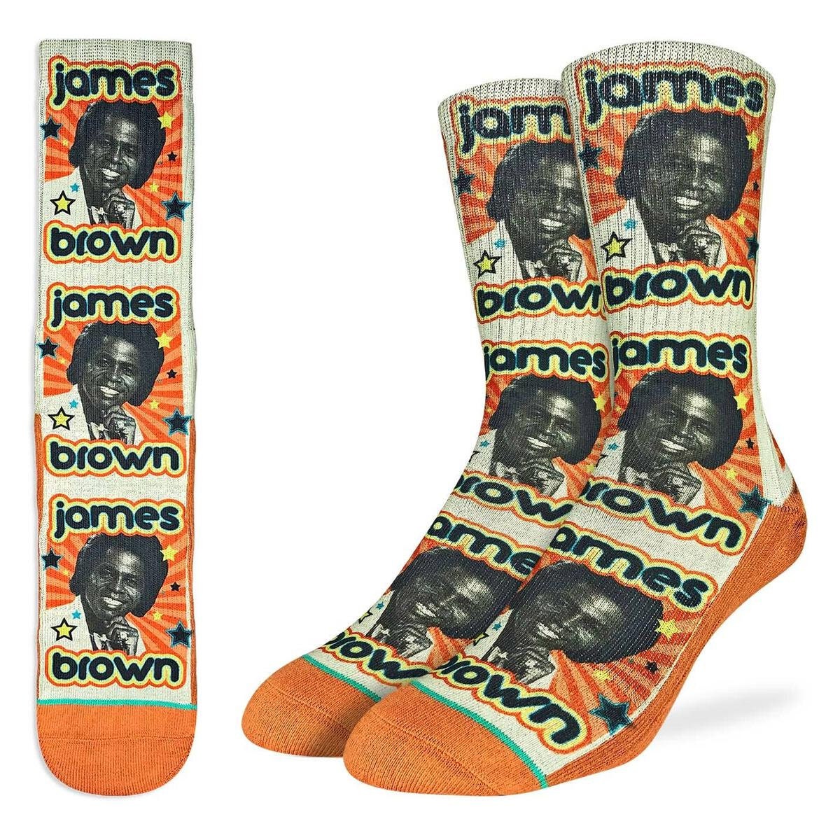 JAMES BROWN Retro Crew Socks - Officially Licensed R&B Soul Funk Music Novelty Socks - Men's Adult 8-12 Unisex - For Craft Costume Supply