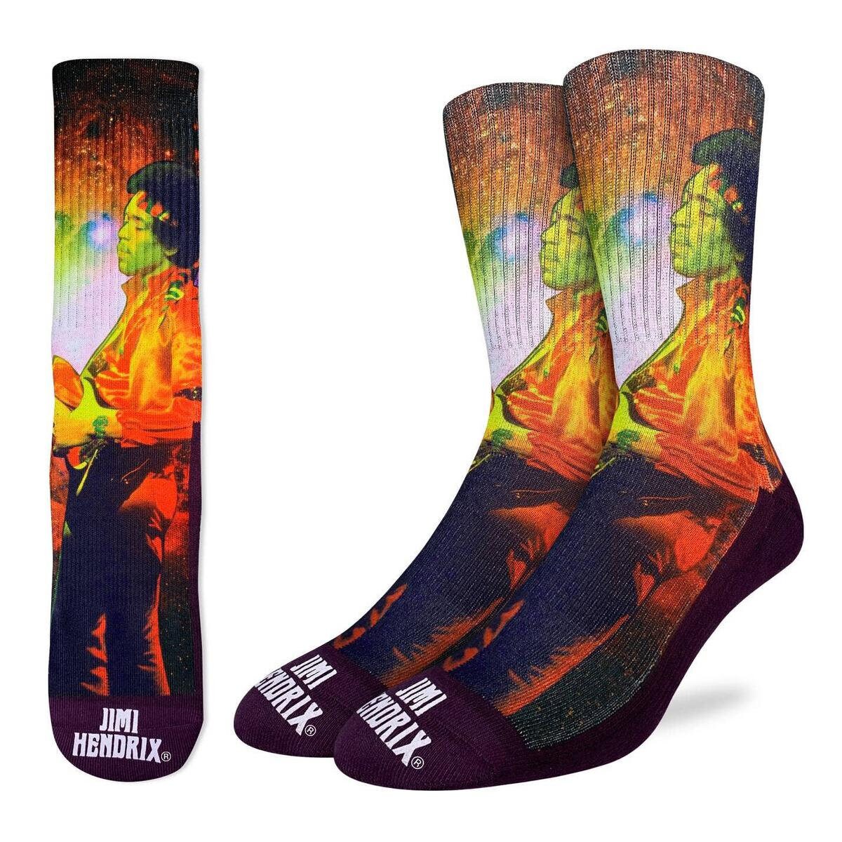JIMI HENDRIX Rocking Space Crew Socks - Officially Licensed Rock Band Music Novelty Socks - Men's Adult 8-12 Unisex - Craft Costume Supply