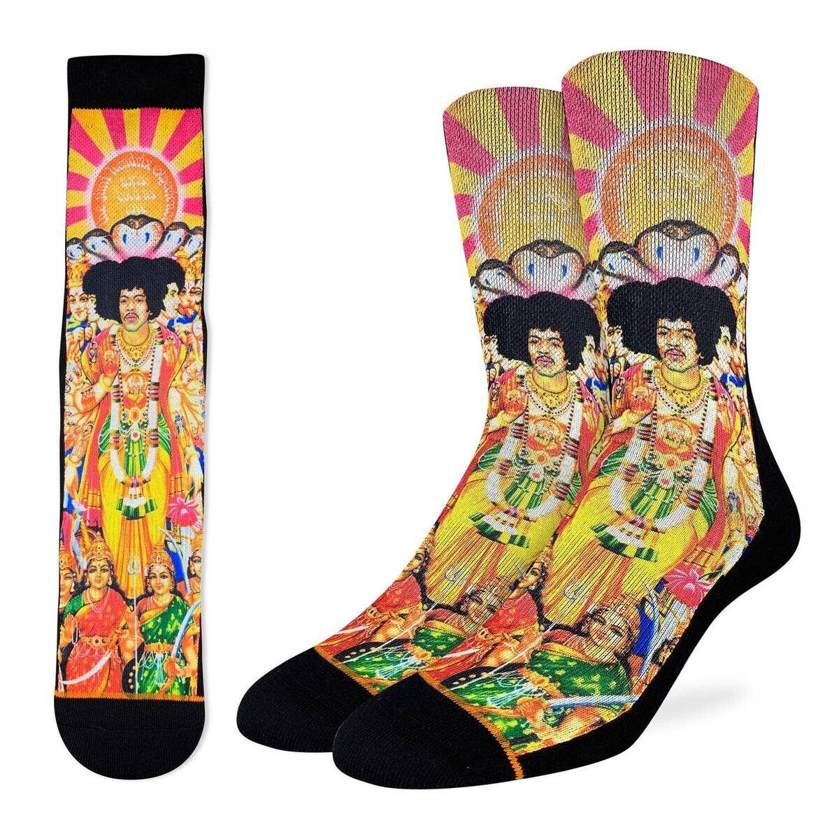 JIMI HENDRIX Axis Bold as Love Crew Socks - Officially Licensed Rock Band Music Novelty Socks - Men's Adult 8-12 Unisex - Costume Supply