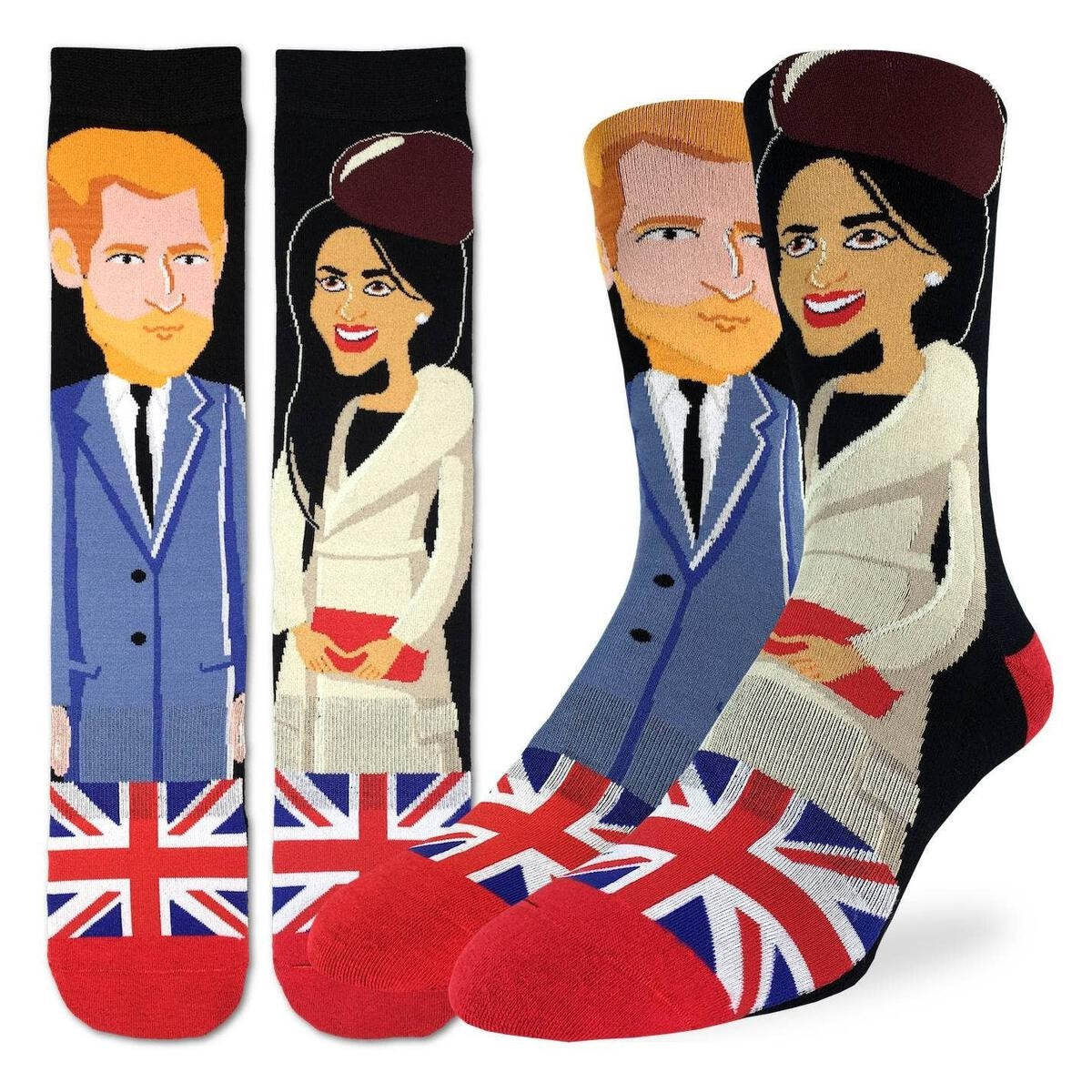 Prince Harry & Meghan Markle Crew Socks - Duke of Sussex Queen Novelty Active Fit Socks - Men's Adult 8-12 Unisex - For Craft Costume Supply