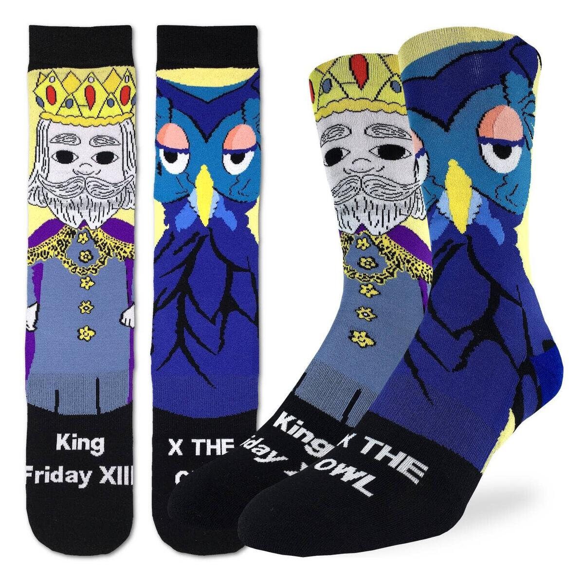 MISTER ROGERS King Friday Crew Socks - Iconic Television Host Novelty Active Fit Socks - Men's Adult 8-12 Unisex - For Craft Costume Supply