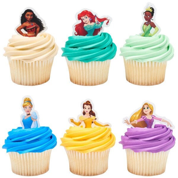 12 Disney Princess Cupcake Poly Decopics - Cupcake Toppers Cake Toppers for Birthday Party Decoration Picks Craft Supply