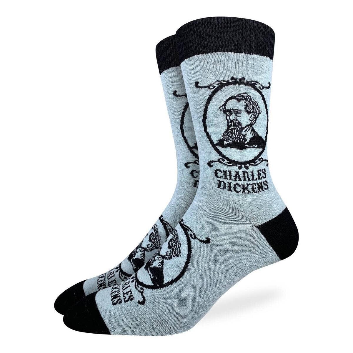 CHARLES DICKENS Crew Socks - English Writer Critic Novelty Active Fit Socks - Men's Adult 8-12 Unisex - For Craft Costume Supply