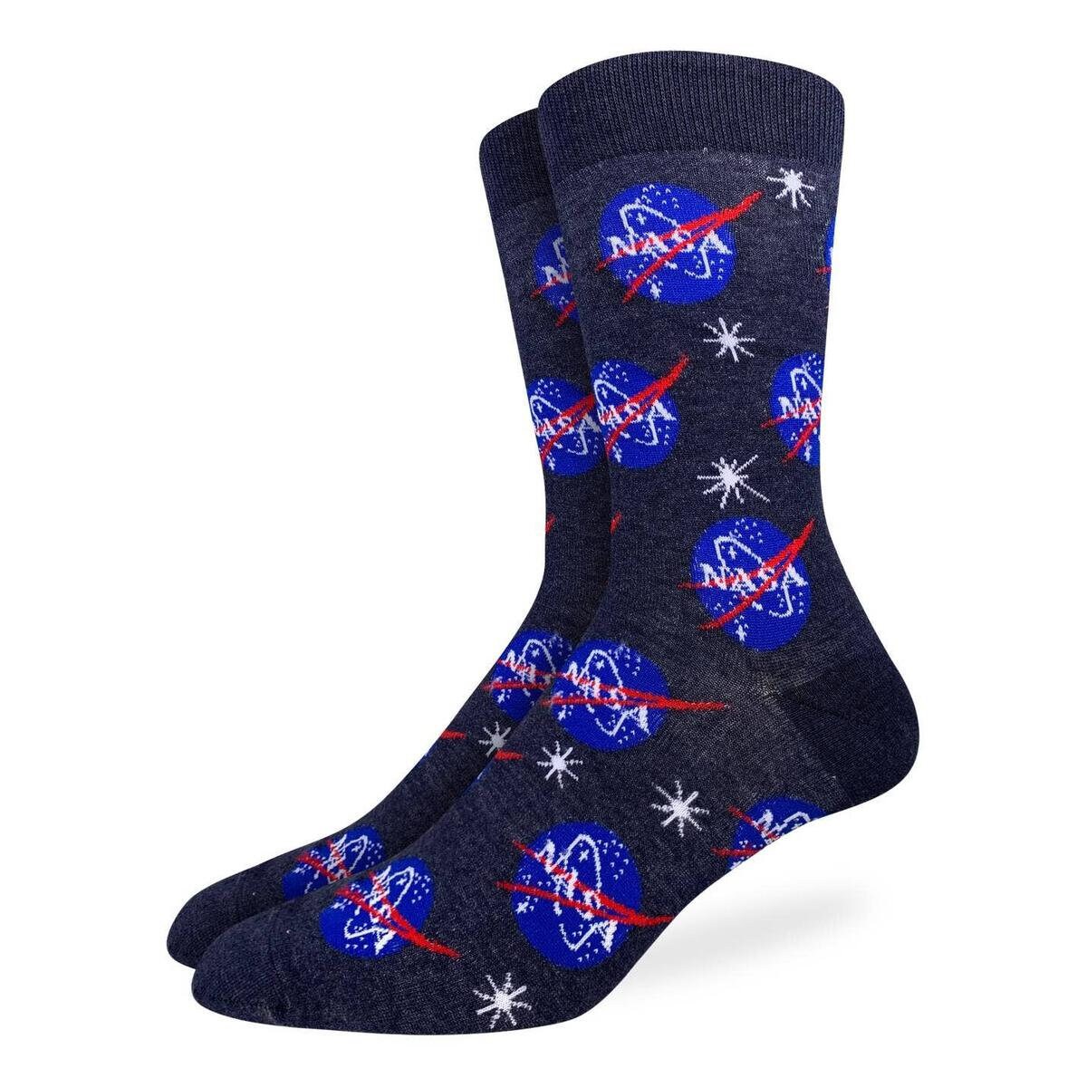NASA Blue Crew Socks - Space NASA Logo Novelty Active Fit Socks - Men's Adult 8-12 Unisex - For Craft Costume Supply