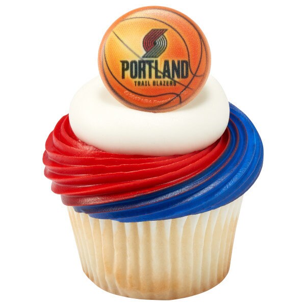 12 PORTLAND TRAILBLAZERS Cupcake Rings - NBA Portland Trailblazers Cake Toppers for Birthday Party Decoration Craft Supply