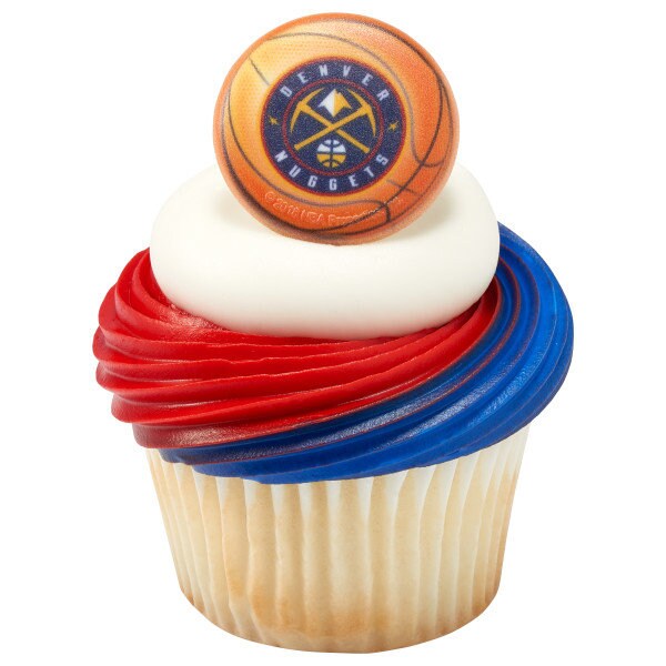 12 DENVER NUGGETS Cupcake Rings - NBA Denver Nuggets Cake Toppers for Birthday Party Decoration Craft Supply
