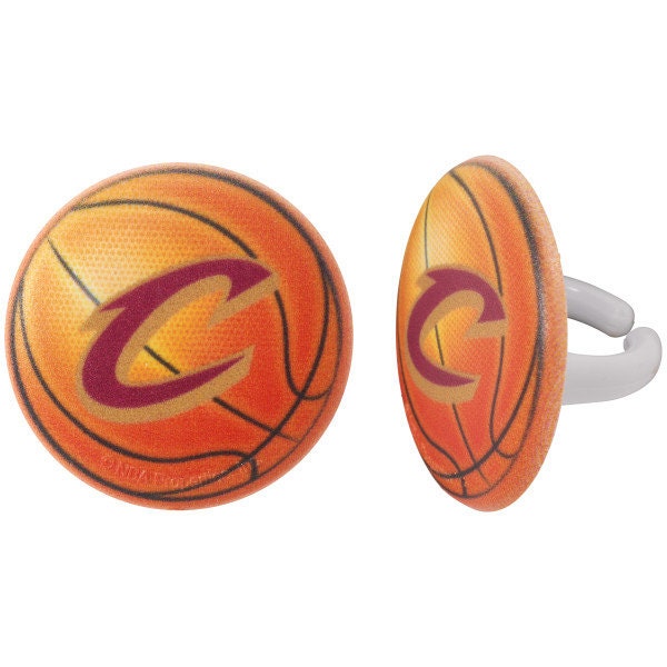 12 CLEVELAND CAVALIERS Cupcake Rings - NBA Cleveland Cavaliers Cake Toppers for Birthday Party Decoration Craft Supply