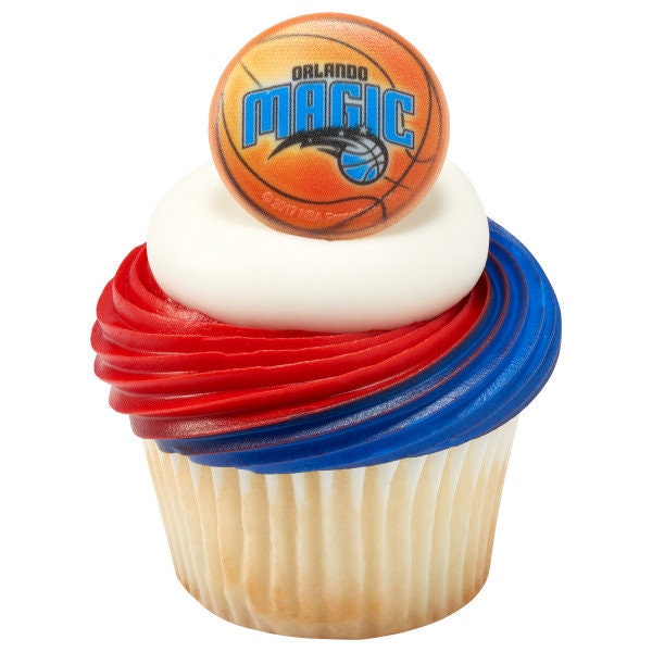 12 ORLANDO MAGIC Cupcake Rings - NBA Orlando Magic Cake Toppers for Birthday Party Decoration Craft Supply