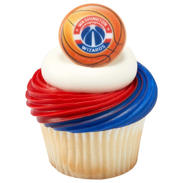 12 WASHINGTON WIZARDS Cupcake Rings - NBA Washington Wizards Cake Toppers for Birthday Party Decoration Craft Supply