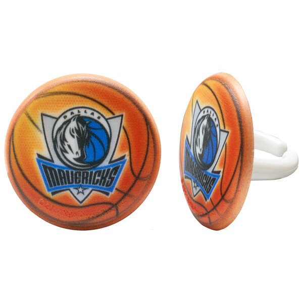 12 DALLAS MAVERICKS Cupcake Rings - NBA Dallas Mavericks Cake Toppers for Birthday Party Decoration Craft Supply