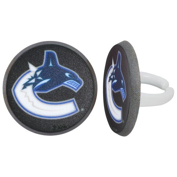 12 VANCOUVER CANUCKS Cupcake Rings - NHL Vancouver Canucks Cake Toppers for Birthday Party Decoration Craft Supply