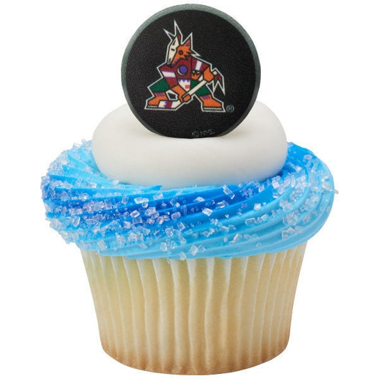 12 ARIZONA COYOTES Cupcake Rings - NHL Arizona Coyotes Cake Toppers for Birthday Party Decoration Craft Supply