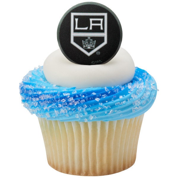 12 LOS ANGELES KINGS Cupcake Rings - Nhl Los Angeles Kings Cake Toppers for Birthday Party Decoration Craft Supply