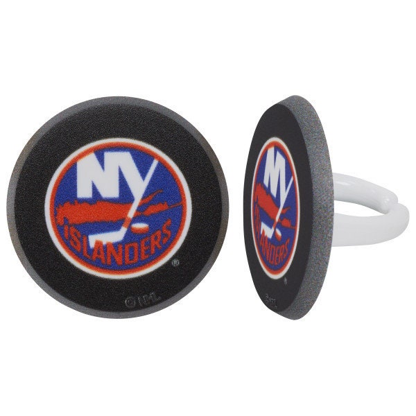 12 NEW YORK ISLANDERS Cupcake Rings - Nhl New York Islanders Cake Toppers for Birthday Party Decoration Craft Supply