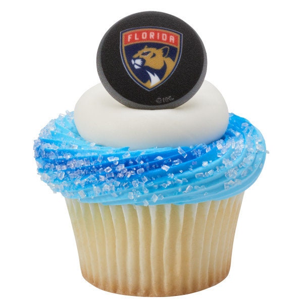 12 FLORIDA PANTHERS Cupcake Rings - NHL Florida Panthers Cake Toppers for Birthday Party Decoration Craft Supply