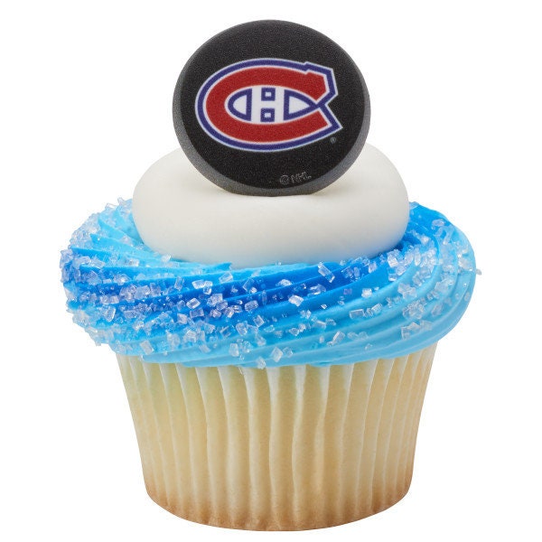 12 MONTREAL CANADIENS Cupcake Rings - NHL Montreal Canadiens Cake Toppers for Birthday Party Decoration Craft Supply