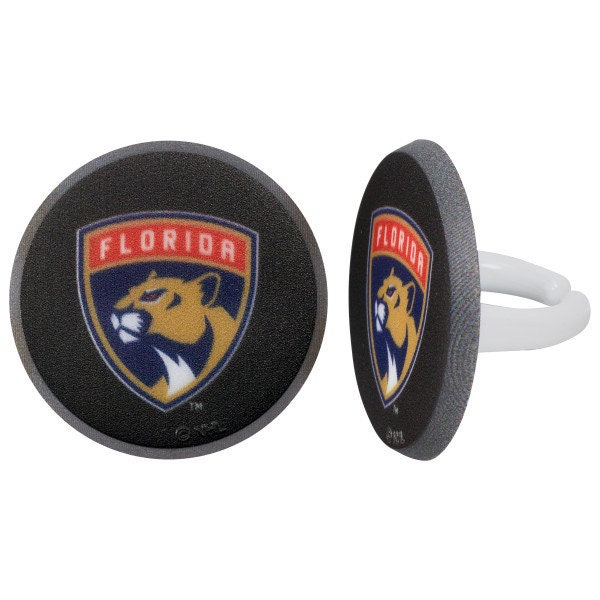 12 FLORIDA PANTHERS Cupcake Rings - NHL Florida Panthers Cake Toppers for Birthday Party Decoration Craft Supply