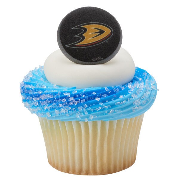 12 ANAHEIM DUCKS Cupcake Rings - NHL Anaheim Ducks Cake Toppers for Birthday Party Decoration Craft Supply