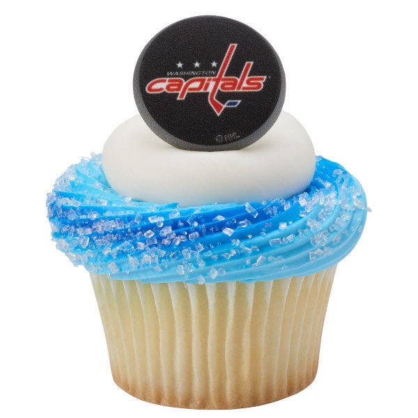 12 WASHINGTON CAPITALS Cupcake Rings - NHL Washington Capitals Cake Toppers for Birthday Party Decoration Craft Supply