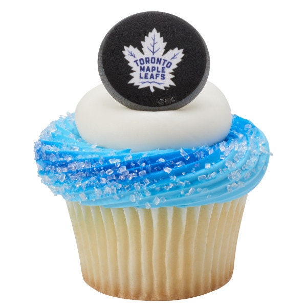 12 TORONTO MAPLE LEAFS Cupcake Rings - Nhl Toronto Maple Leafs Cake Toppers for Birthday Party Decoration Craft Supply