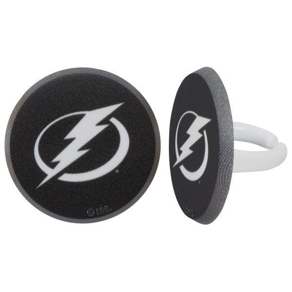 12 TAMPA BAY LIGHTNING Cupcake Rings - Nhl Tampa Bay Lightning Cake Toppers for Birthday Party Decoration Craft Supply