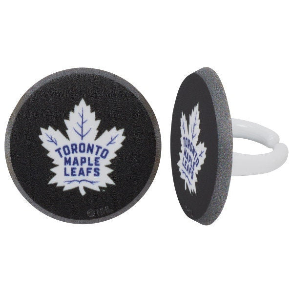12 TORONTO MAPLE LEAFS Cupcake Rings - Nhl Toronto Maple Leafs Cake Toppers for Birthday Party Decoration Craft Supply