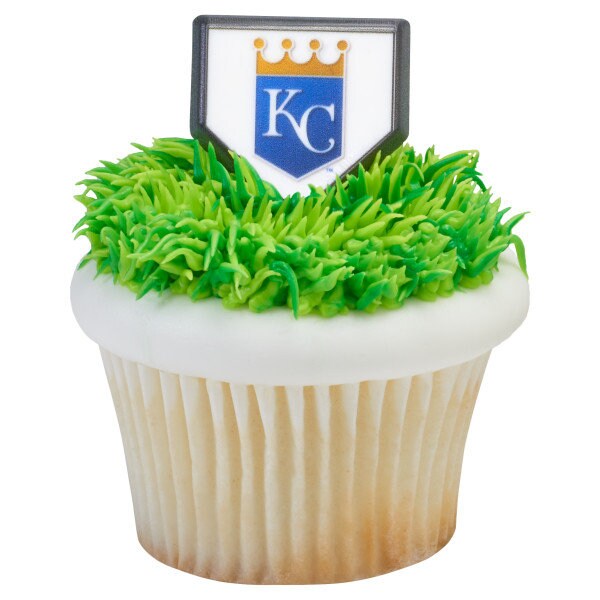 12 KANSAS CITY ROYALS Cupcake Rings - Mlb Kansas City Royals Home Plate Cake Toppers for Birthday Party Decoration Craft Supply