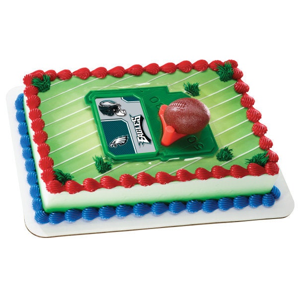 PHILADELPHIA EAGLES Cake Topper NFL Football Tee Field - Philadelphia Eagles Football Cake Decoration Topper Decoset Birthday Craft Supply