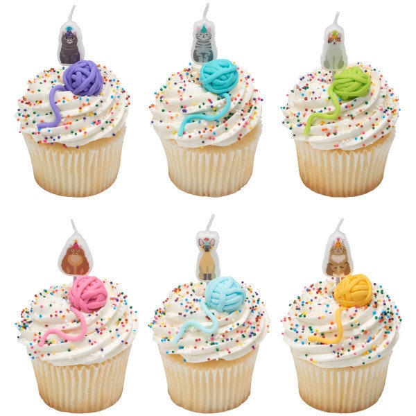 PARTY CATS Birthday Candles - Kitty Cat Birthday Cake Candles Cupcake Toppers Cat Lover for Party Decoration Craft Supply