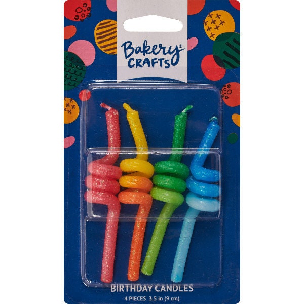 RAINBOW Primary Crazy Coil Birthday Candles - Cupcake Birthday Party Spiral Candles Cake Candle Rainbow