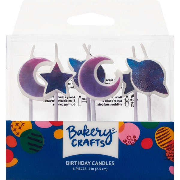 NIGHT SKIES Shaped Birthday Candles - Planets Sky Stars Moon Birthday Cake Candles Cupcake Toppers for Party Decoration Craft Supply