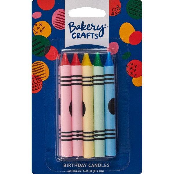 CRAYON Birthday Candles - School Crayons Cake Candles Cupcake Toppers for Party Decoration Craft Supply