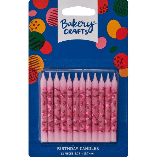Pink Camouflage Birthday Candles - Pink Camo Hunting Military Cake Candles Cupcake Toppers for Party Decoration Craft Supply