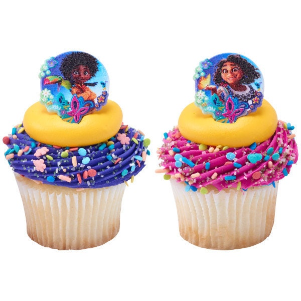 12 ENCANTO Cupcake Rings - Disney Movie Mirabel and Antonio - Cake Toppers Cupcake Cake Decoration Birthday Party Craft Supply