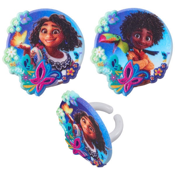 12 ENCANTO Cupcake Rings - Disney Movie Mirabel and Antonio - Cake Toppers Cupcake Cake Decoration Birthday Party Craft Supply