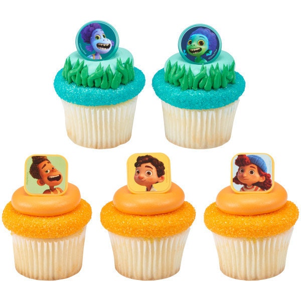 12 Luca Wild and Free Cupcake Rings - Disney Pixar Movie Luca Wild and Free Cake Toppers Cupcake Cake Decoration Birthday Party Craft Supply