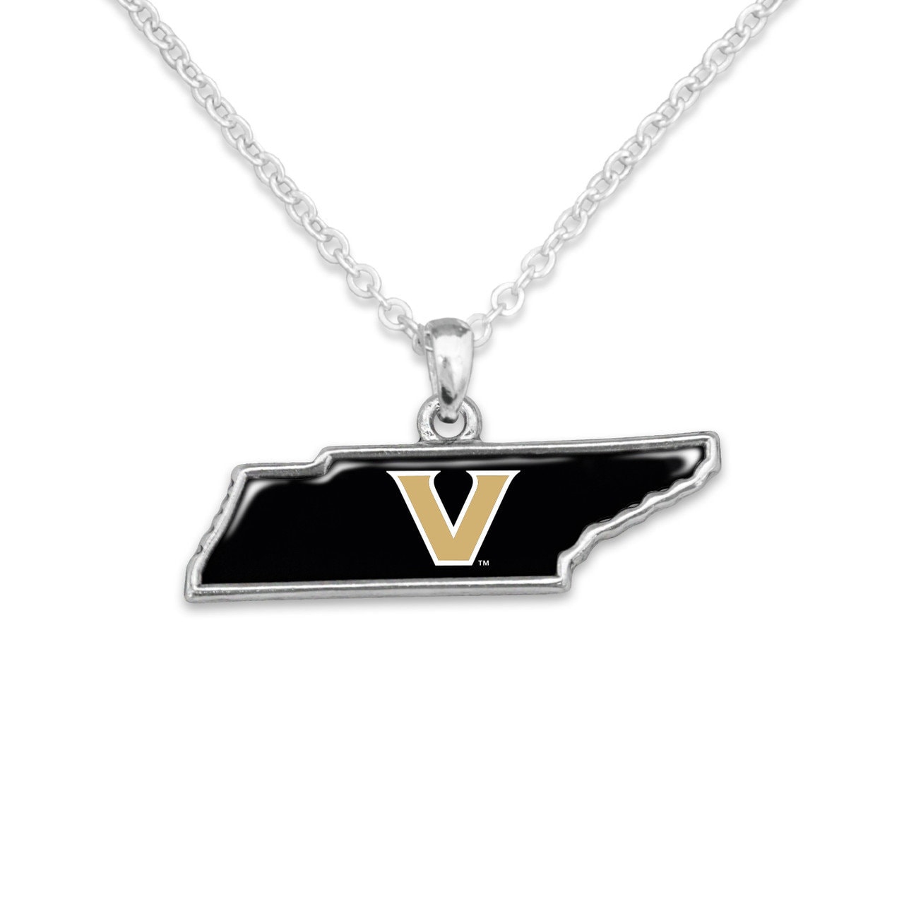 Officially Licensed VANDERBILT Commodores Necklace - State of Mine Logo Pewter Charm Sterling Plated - Vanderbilt University