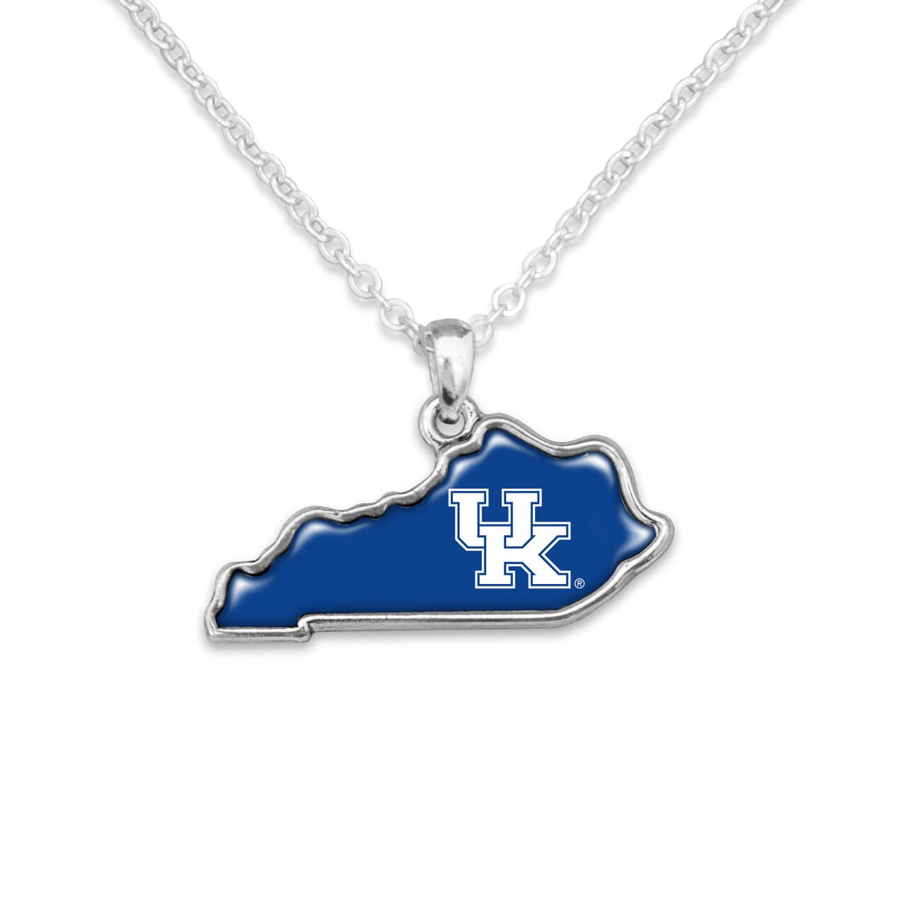 Officially Licensed KENTUCKY WILDCATS Necklace - State of Mine Logo Pewter Charm Sterling Plated - University of Kentucky