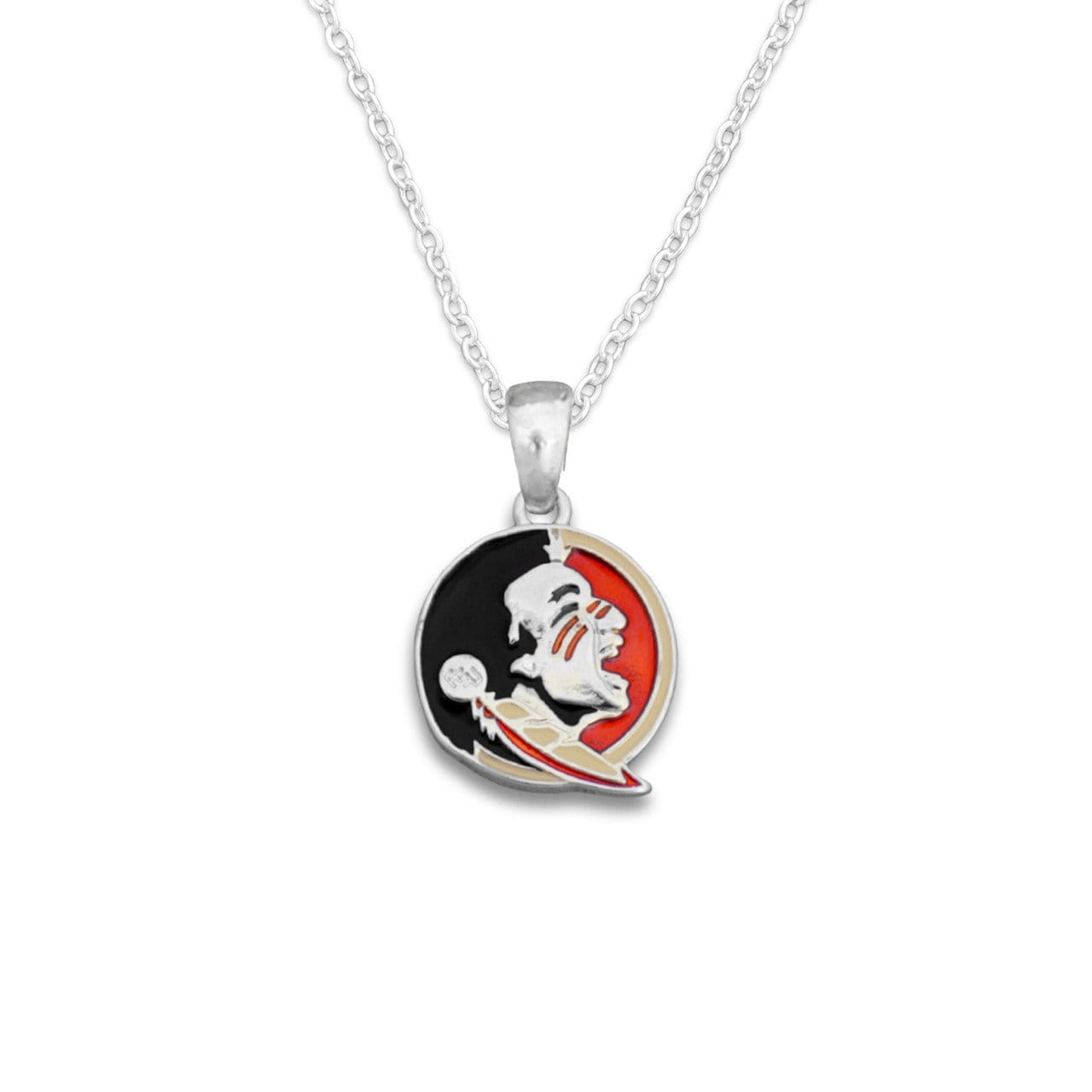 Officially Licensed FLORIDA STATE SEMINOLES Necklace - Logo Pewter Charm Sterling Plated - Florida State University Seminoles