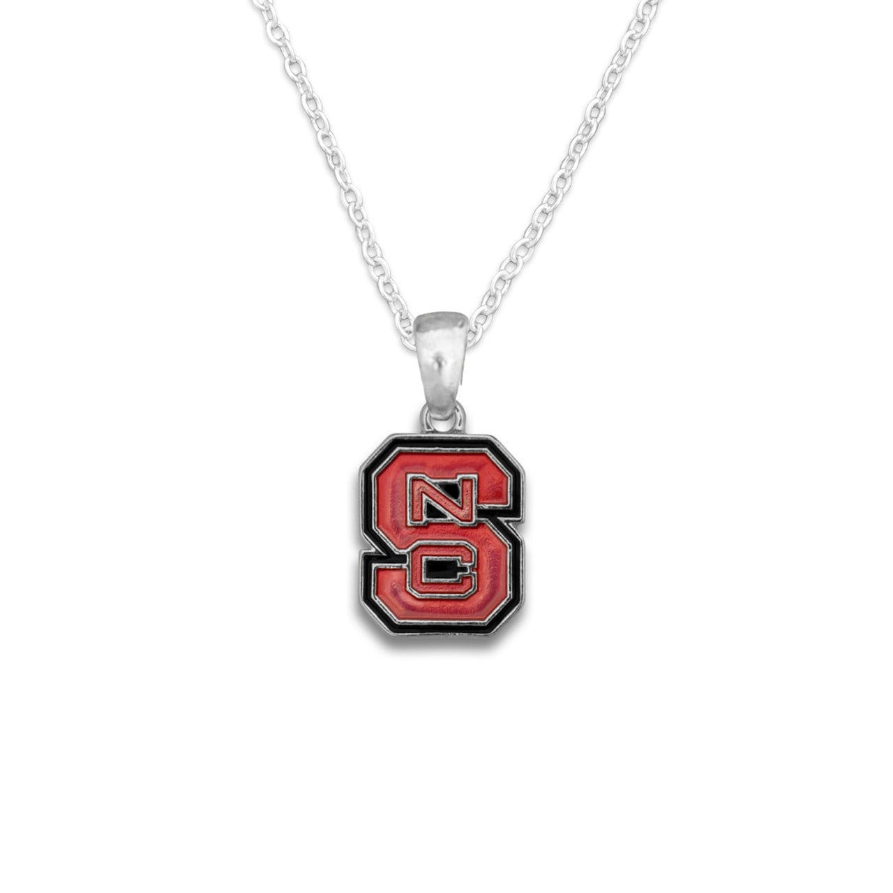 Officially Licensed NORTH CAROLINA Wolf Pack Necklace - Logo Pewter Charm Sterling Plated - North Carolina State University Wolf Pack